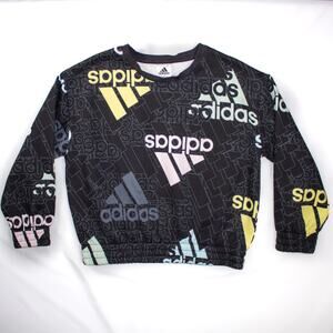 ADIDAS Cropped Crew Sweater AOP Logo Size Large